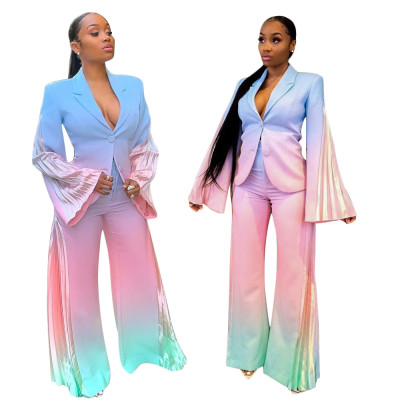 Cardigan Coat Flares Pants Unique Tie Dye Loose Outfits SN3677