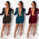 Sexy Strappy V-Neck Long Flared Sleeves Mini Bodycon Dress CY1267