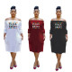 Urban Casual Lettering Print Collar Dress T3379H