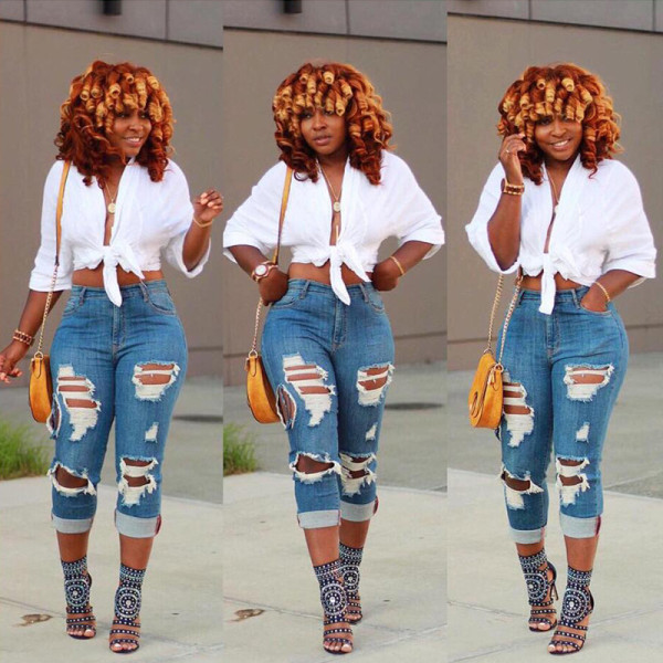 Women's Jeans with Big Holes CJ829