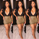 Clubwear Sexy Deep V Collar Wrap Dress With Feather K8669