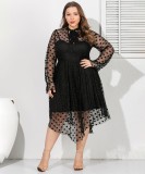 Sexy mesh hollow perspective irregular dress TB5071