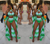 Three-piece bikini swimsuit set D8288