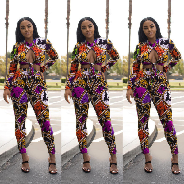 Colorful Print Women Two Pieces Sets AL014