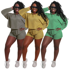 Womens fashion casual solid color two-piece suit MF5183
