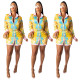 New Design Printing Ladies Turn-Down Collar Shirt Dress SDD9158