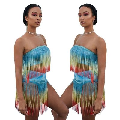 Plus Size Summer Tassel Shorts Women Outfits For Wholesale F8214