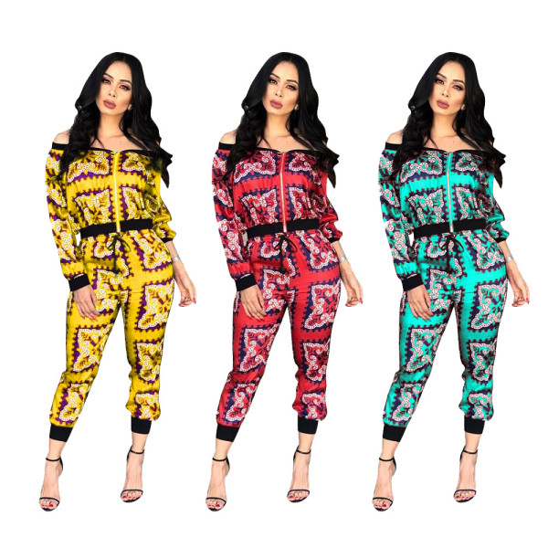 National Style Autumn Long Style Printing Women Outfits TRS972