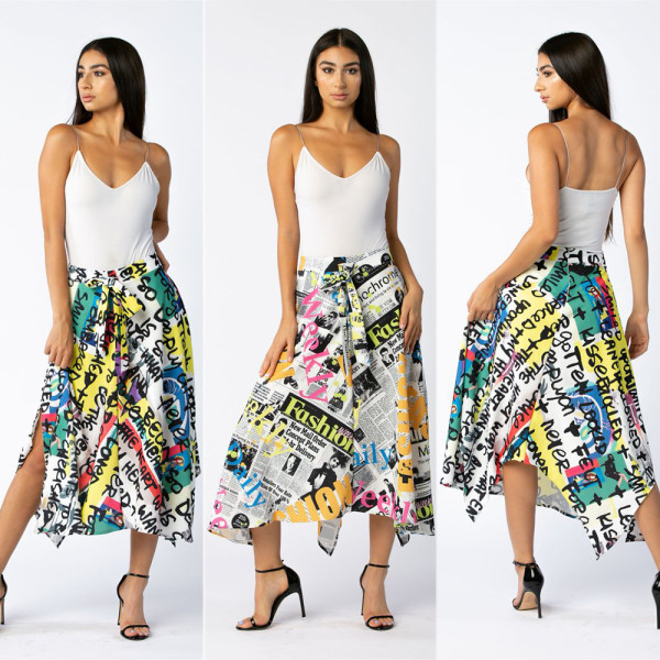 Stylish Letters Printing Midi Dress For Daily Wear YX9120