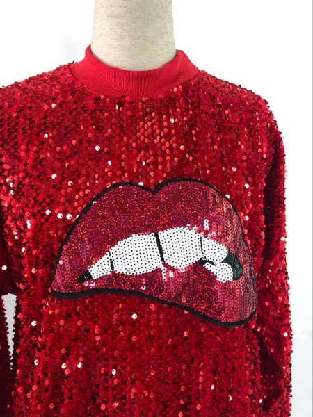 Leisure Cartoon Pattern Sequin Women Hoodies QZ6062