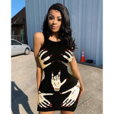 Fashion finger print dress nightclub outfit YF8013