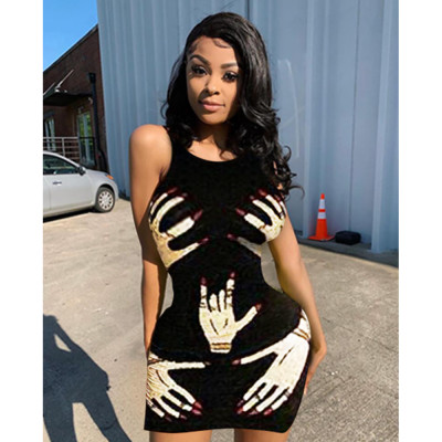 Fashion finger print dress nightclub outfit YF8013