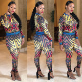 Striped Print Women Sports Tracksuits YZ1631