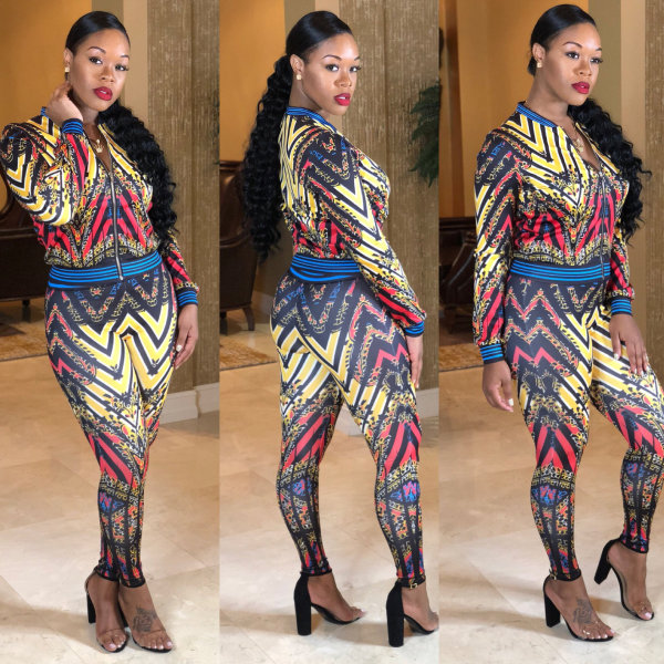 Striped Print Women Sports Tracksuits YZ1631