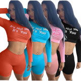 Women's sexy letter printed casual shorts two piece set CL6061