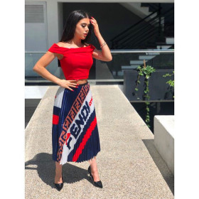 Fashion Summer Letters Printing Pleated Skirt MDF5056