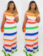 Colorful Women Digital Printing Strapless Maxi Dress SC560