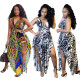 Fashion Printed Strap Irregular Edge Vacation Sexy Dress CH7501