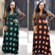 Lace Knitted Elastic Print Polka Dot Dress Belt Long Sleeve LXC726