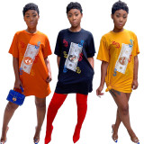 New Design Round Collar T-Shirt Printing Casual Dress DN8298