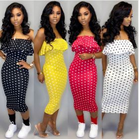 Sleeveless Polka Dot Slim Ruffle Dress RRK244
