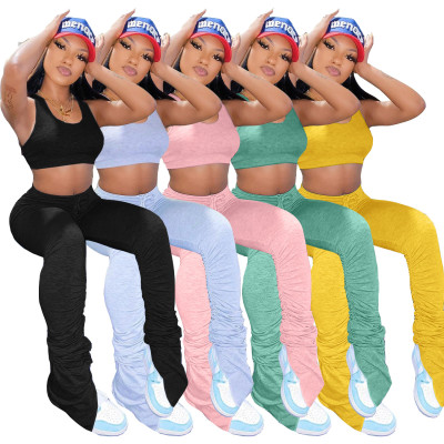 Single-sided vest pleated pants sports and leisure suit HR8112
