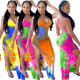 Sexy cute slag-dyed split dress HY5155