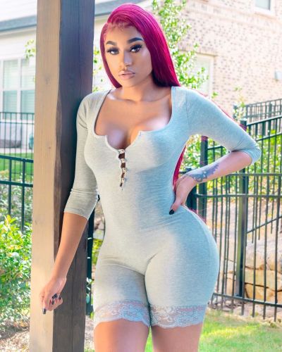 Sexy Solid Color Square Collar Half Sleeves Lace Bodycon Jumpsuit FF1041