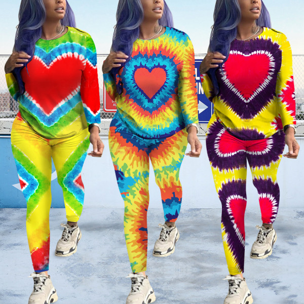 Wholesale Tie-Dye Bodycon Two Pieces Ladies Casual Outfits MA6244