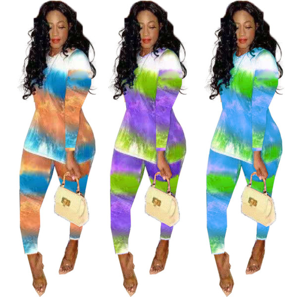Ladies Bodycon Casual Two Pieces Printing Sets For Daily Wear TK6036
