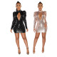 Sexy Bodycon Sequin Dress Long Sleeves Ladies Clubwear SMR9375