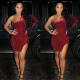 Sexy Sequins Lining Single Sleeve Mini Dress K8706