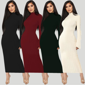 Elegant Solid Bandage Long Dress ALS070