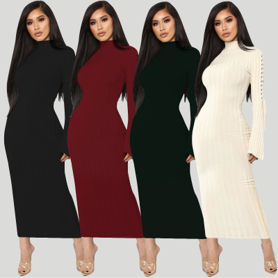Elegant Solid Bandage Long Dress ALS070