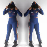 Hooded Letter Print T-Shirt Stripe Tight Leggings LD8192