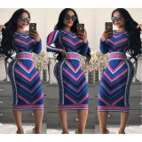 HOT SALE Striped Bodycon Midi Dress Hot Sale GL6075