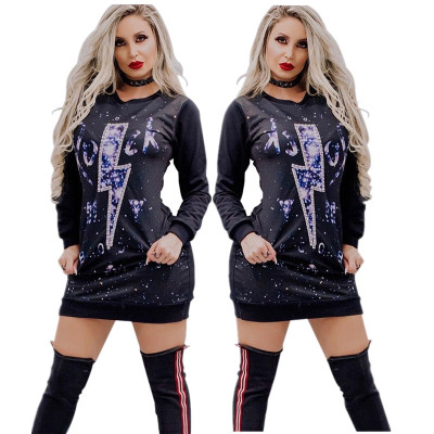 Casual Women Long Sleeve T-Shirt Dress For Daily Wear YYZ616