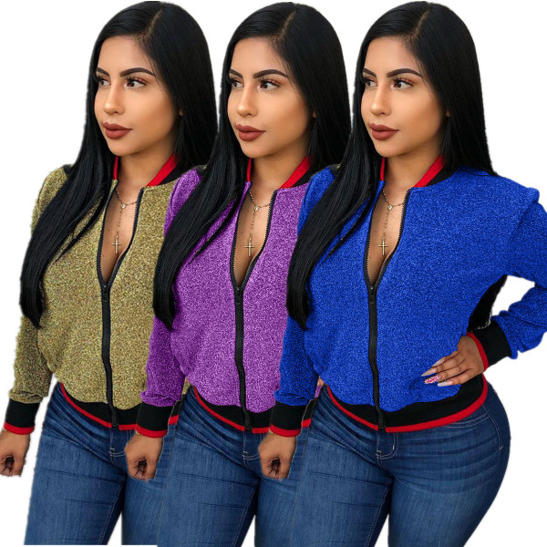 Casual Solid Sequins Jackets S6108
