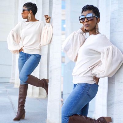 Online Sale Autumn Loose Sleeved Women Top For Daily Wear HG5301