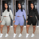 Sexy two-piece long-sleeved shorts with zipper and tie nightclub clothes K2020