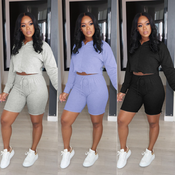 Sexy two-piece long-sleeved shorts with zipper and tie nightclub clothes K2020