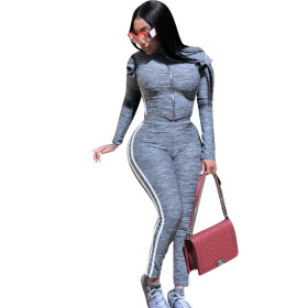 Casual Stripe Patchwork 2 Pieces Bodycon Suits LM9031