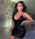 Sexy Solid Color Leather Pleated Suspenders Backless Mini Dresses R6337