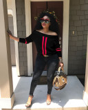 Cheap Plus Size Long Sleeves Stripe T-Shirt QQ5049