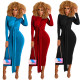 Zipper Female Autumn Winter Clothing Bandage Midi Dress AMM8190