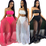 Three-piece breast-wrapped mesh skirt nightclub swimsuit style HR8162