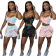 Casual sexy letter print camisole shorts two-piece suit HH8960