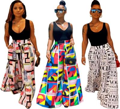 Casual fashion letter high waist wide leg culottes SSD3109
