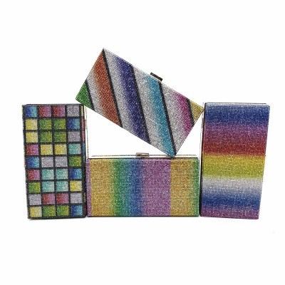 New Hot Rhinestone Rainbow Bag Ladies Dinner Bag Clutch Color Rhinestone Bag CJ641238788762