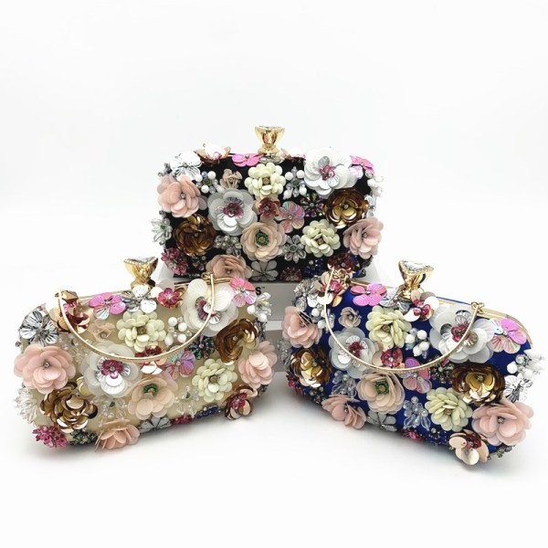 New fashion dinner bag ladies color flower beaded bag banquet wedding party bag CJ640026545488